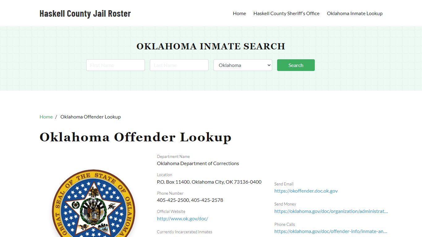 Oklahoma Inmate Search, Jail Rosters - Haskell County Jail